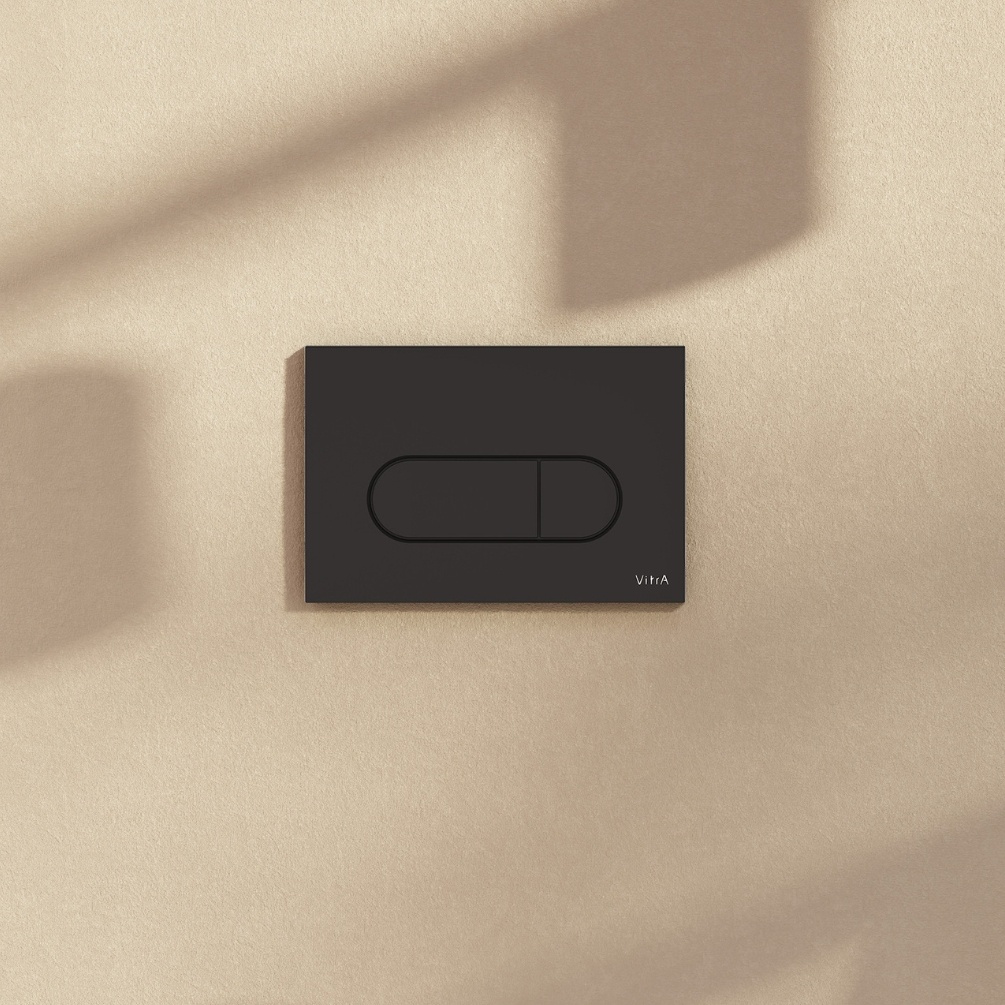 VitrA Loop Round Black Mechanical Dual Flush Plate Lifestyle 1
